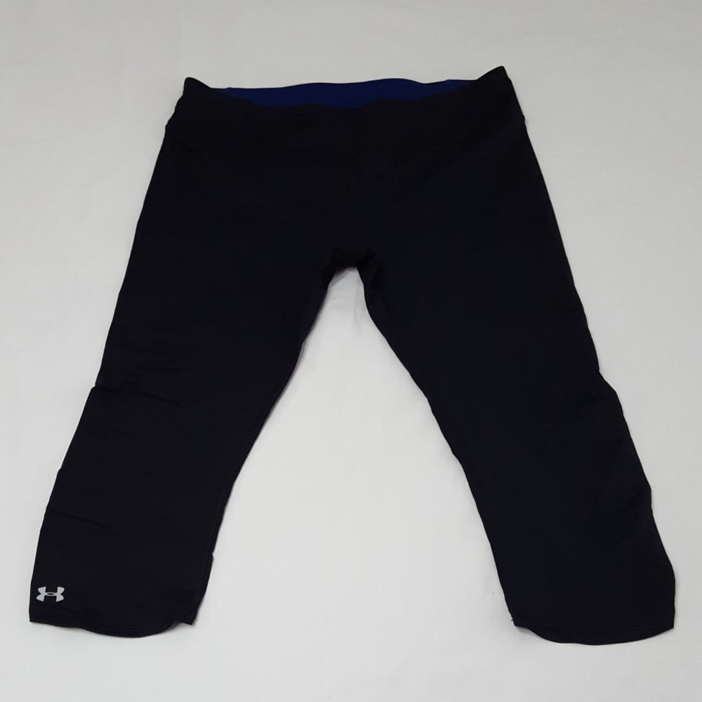 Under Armour Black/Blue Heat Gear Compression Leggings, Size L